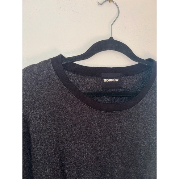 Monrow Tie Back LS Sweater Womens Sz S Charcoal Gray Pullover Quiet Luxury - Picture 3 of 8